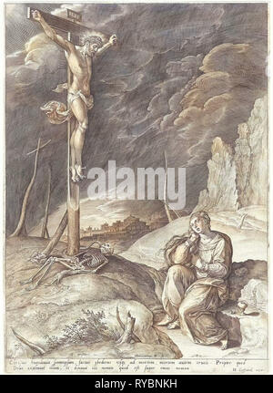 Triumphierenden Christus am Kreuz, Hieronymus Wierix, Hans Liefrinck (I), 1563 - vor 1573 Stockfoto