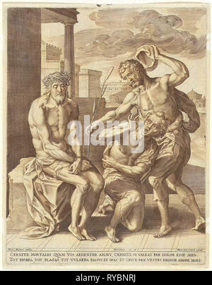 Spott der Christus, Hieronymus Wierix, Hans van Luyck, 1563 - vor 1586 Stockfoto