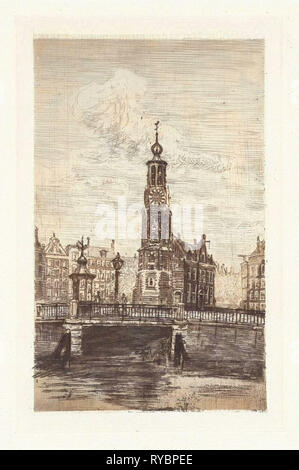 Munt Tower in Amsterdam, die Niederlande, Frans Schikkinger, 1848-1902 Stockfoto