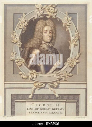 Porträt von George Augustus II von Großbritannien, Philip van Gunst, Matthijs van Marebeek, 1727-1732 Stockfoto