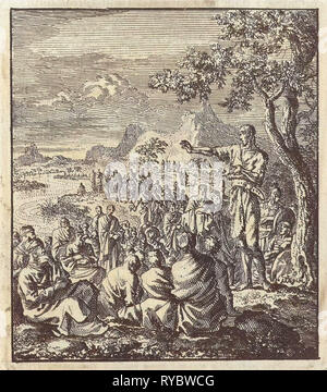 Predigt Johannes des Täufers am Ufer des Jordan, print-Hersteller: Jan Luyken, Jan Rieuwertsz. II, Barent Visscher, 1706 Stockfoto