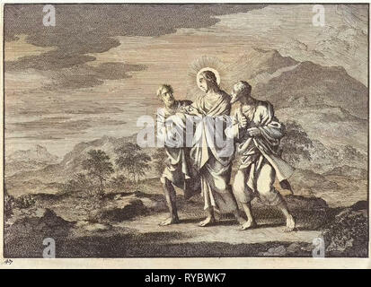 Emmaus, Jan Luyken, Pieter Mortier, 1703 Stockfoto