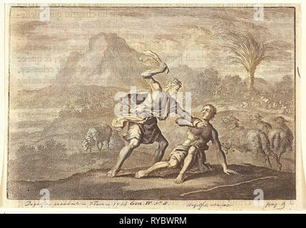 Kain tötet Abel, Jan Luyken, Pieter Mortier, 1703-1762 Stockfoto