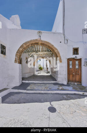 Typisch gepflasterten Straßen in Chora (Hora), Skyros Insel in Sporaden Komplex, Zentral Griechenland, Ägäis, Mittelmeer, Europa Stockfoto