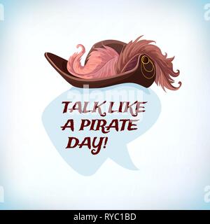 Sprechen wie die Piraten. Knochen und Schädel. Filibuster cap. Corsair Vector Illustration. Stock Vektor