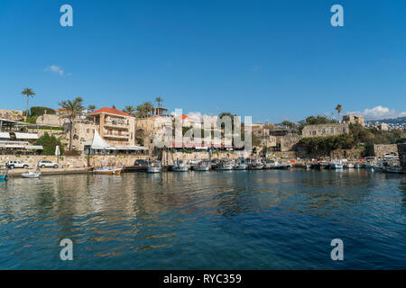 Fischerboote Byblos, Libanon Naher Osten Stockfoto