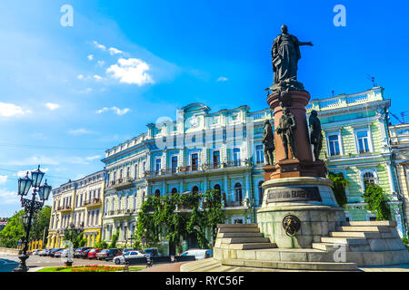 Odessa russische Kaiserin Katharina II. Monument mit Museum Ausstellung im Hintergrund Komplexe Stockfoto