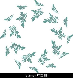 Hand Vektor runden Rahmen gezeichnet. Blumen Kranz mit Blätter, Zweige Dekorative elemente für Design. Tinte, Vintage und rustikal. Stock Vektor