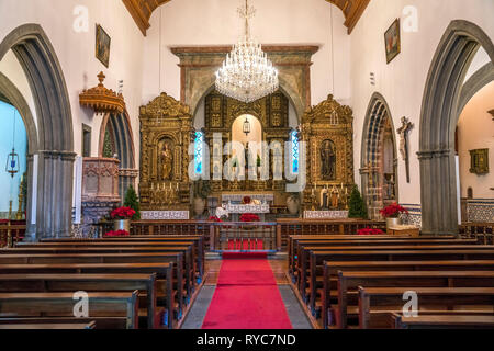 Innenraum der Kirche Igreja Matriz de Sao Bento in Ribeira Brava, Madeira, Portugal, Europa | Igreja Matriz de Sao Bento Innenraum der Kirche in Ribeira B Stockfoto