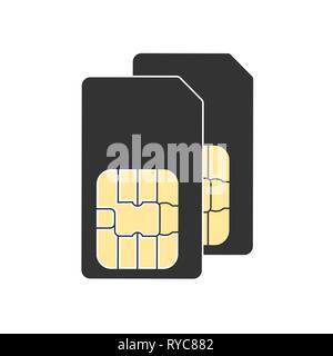 Vector Illustration, flache Bauform. Dual SIM Card, Dual-SIM-Symbol Stock Vektor