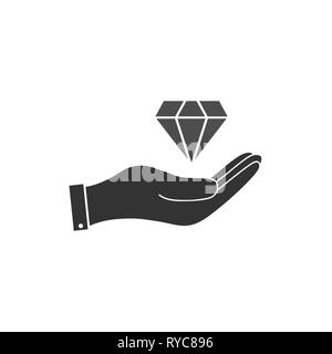 Vector Illustration, flache Bauform. Hand und rautenförmiges Symbol Stock Vektor