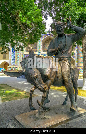 Buchara Altstadt Mullah Nasreddin Hodscha Statue auf einem Esel Stockfoto