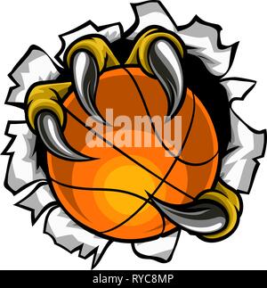 Basketball Ball Eagle Claw reißen Hintergrund Stock Vektor