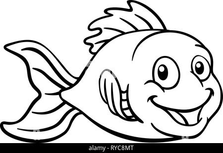 Goldfisch oder Gold Fish Cartoon Charakter Stock Vektor