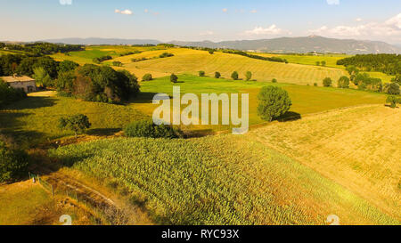 Luftaufnahme von Umbrien/Toskana Landschaft, Italien Stockfoto