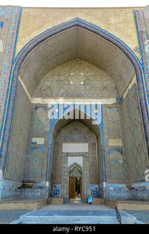 Samarkand Taschkent Straße Bibi Khanym Moschee Haupteingangstor Iwan anzeigen Stockfoto