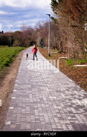 Die erste Solarenergie Radweg in Deutschland in Erftstadt-Liblar bei Köln, 90 Meter langen Teststrecke der Firma Solmove.Der erste Solarenergi Stockfoto