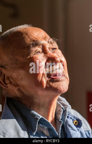 Portrait von Senior Greenlander, Süden Grönlands, Islands Stockfoto