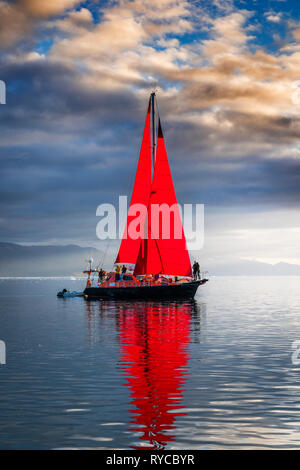 Segelboot, Icefjord, Südgrönland lokalen Schafzüchter, Qassiarsuk oder Brattahlid, Südgrönland Stockfoto