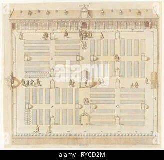 Blick auf den Kräutergarten (Hortus Botanicus) Leiden University, Jacob de Gheyn (II), 1601 Stockfoto