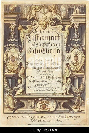 Titelblatt für:, neues Testament, 1602, Jacob Matham, Passchier van Wesbusch (I), 1602 Stockfoto