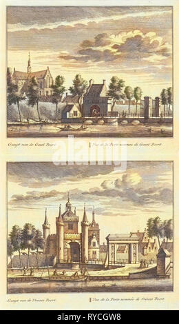 Alkmaar mit Stadttoren und der großen Kirche, Grote Kerk, Niederlande Stockfoto