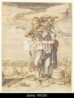 Archer und Milchmädchen, Nicolaes de Clerck, 1608-1612 Stockfoto