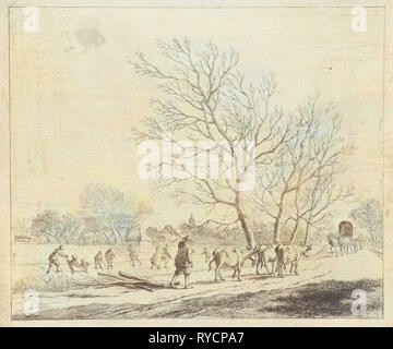 Winterliche Landschaft mit Kühen und Inline-Skater, Johannes Janson, 1783 Stockfoto