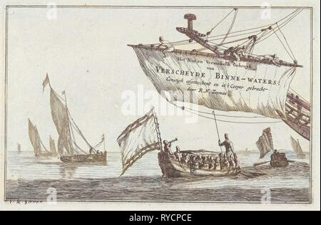 Staaten, Lupe und Segeln auf ruhigem Wasser, Reinier Nooms 1654-1750 Stockfoto