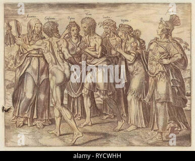 Negative Emotionen haben einen Einfluss auf Menschen, Philips Galle, 1563 Stockfoto