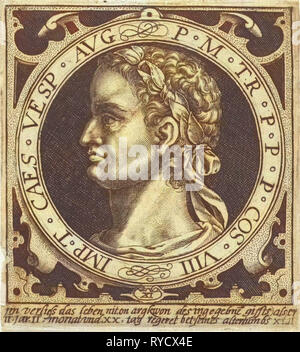 Porträt von Vespasian auf Medaillon, Nicolaes de Bruyn, 1594 Stockfoto