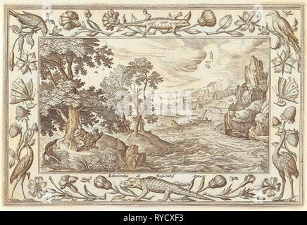 Apostel John auf Patmos, Adriaen Collaert, Eduwart van Hoeswinckel, 1582-1586 Stockfoto