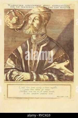 Porträt von Bernard Knipperdolling, Jan Harmensz. Müller, Frans Carelse, 1613-1617 Stockfoto