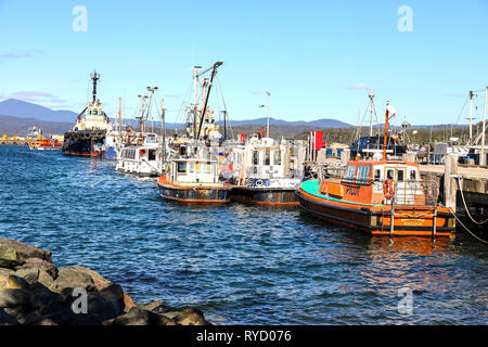 Fischerboote gebunden im Eden Wharf auf doppelten Bucht an der Südküste von New South Wales Stockfoto