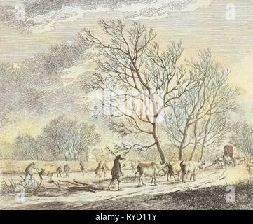 Winterliche Landschaft mit Kühen und Inline-Skater, Johannes Janson, 1783 Stockfoto