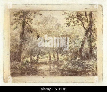 Wald-Szene mit Teich, Andreas Schelfhout, 1852 Stockfoto