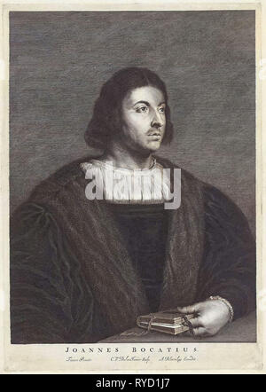 Porträt von Giovanni Boccaccio, Cornelis van Dalen (II), Abraham Bloteling, 1648-1664 Stockfoto