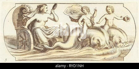 Amphitrite auf einem Wagen, Hendrik de Keyser (I), anonym, Justus Danckerts nach 1656-1701 Stockfoto