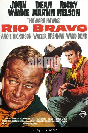 JOHN WAYNE, Dean Martin, Ricky Nelson, Plakat, Rio Bravo, 1959 Stockfoto