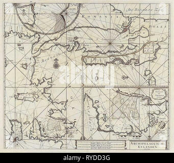 Seekarte des nordöstlichen Teils das Ägäische Meer, das Marmarameer und den Bosporus, print-Hersteller: Anonym, 1682-1803 Stockfoto