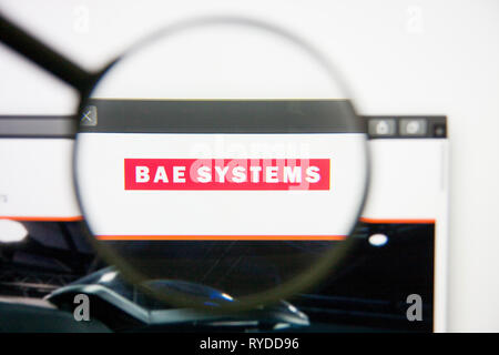 Los Angeles, Kalifornien, USA - 14. Februar 2019: BAE Systems für Luft- und Raumfahrt Homepage. BAE Systems Logo auf dem Bildschirm sichtbar. Stockfoto