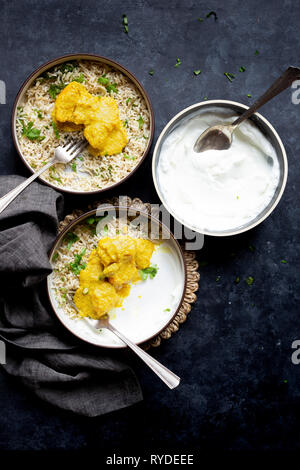 Fisch Curry mit Kokos und Senf. Stockfoto