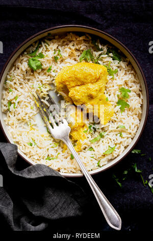 Fisch Curry mit Kokos und Senf. Stockfoto