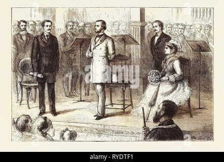 Wrexham Kunstschätze Ausstellung: Seine Gnade, der Herzog von Westminster, die Gebäude öffnen, Gravur 1876, Großbritannien, Großbritannien, England, Europa, Großbritannien, Großbritannien, europäischen Stockfoto