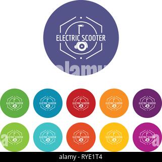 Elektroroller Icons Set Vector Farbe Stock Vektor