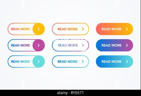 Bunter Button auf weißem Hintergrund zu lesen. Flache Linie Schaltfläche Farbverlauf Sammlung. Vektor web-Elements Stock Vektor