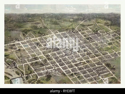 Vogelperspektive der Stadt Columbia, South Carolina, ca. 1872, USA, USA, Amerika Stockfoto