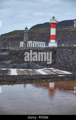 Leuchtturm Faro de Fuencaliente, Saline, La Palma, Südspitze, Kanarische Inseln, Europa Stockfoto