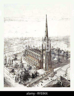 Vogelperspektive der Trinity Church, New York ca. 1846, USA, USA, Amerika Stockfoto