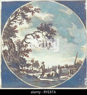 Landschaft mit zwei Wanderer, Anthonie van Den Bos, Aarnout ter Himpel, 1778-1838 Stockfoto